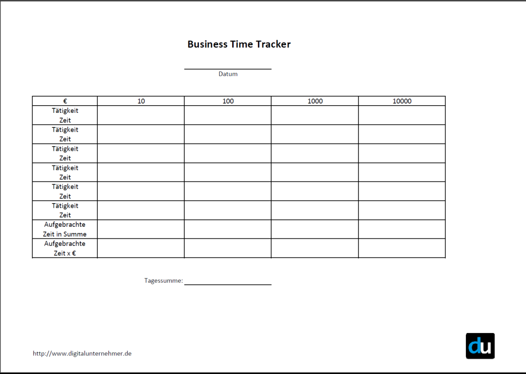 Screenshot Business Time Tracker